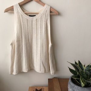 cream crochet knit tank top